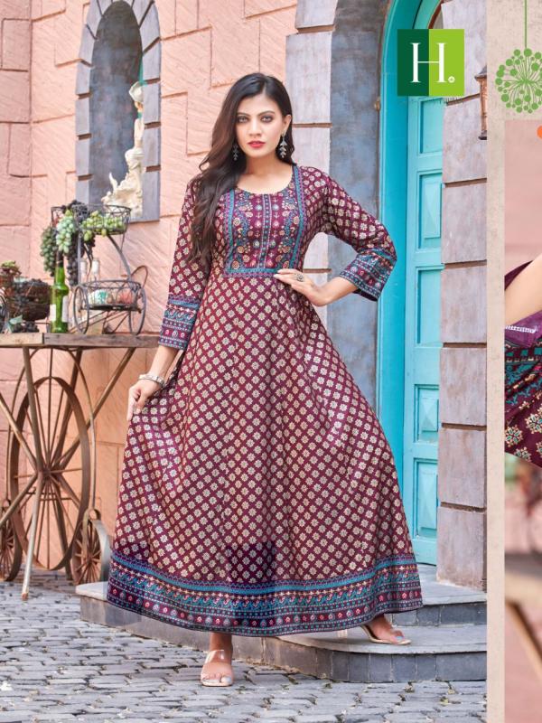 Hirwa Samantha 3 Long Rayon Designer Anarkali Kurti Collection 